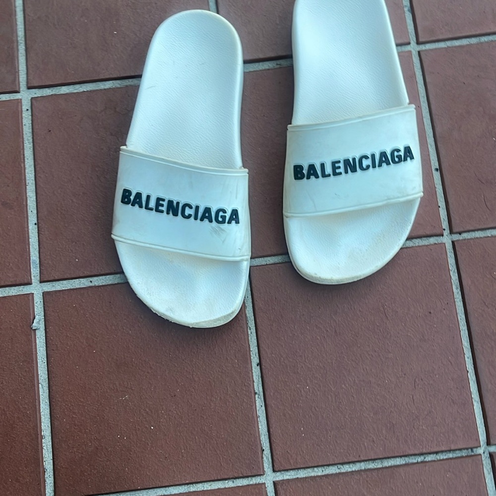 Authentic white Balanciaga slides